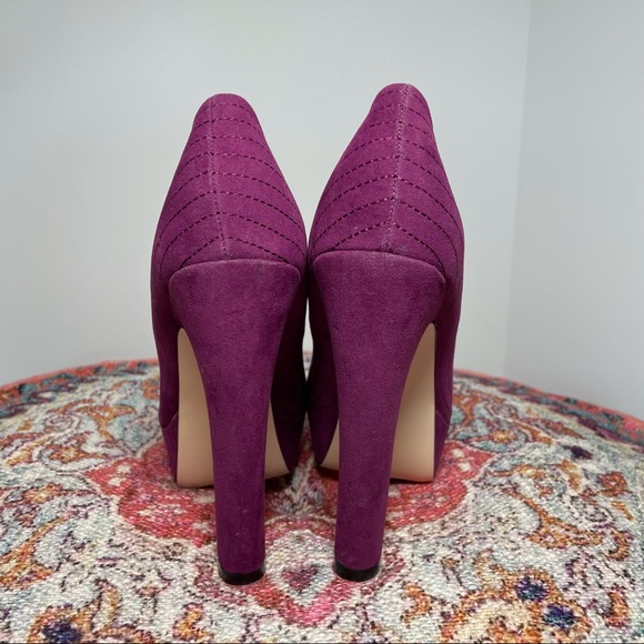 Fuchsia Microfiber Platform With Semi Block Heel - Picture 3 of 6